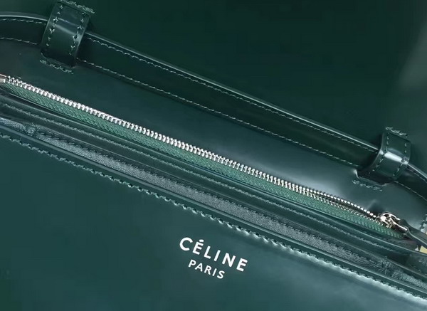 Celine Box in Green Smooth Calfskin with Silver Hardware For Sale