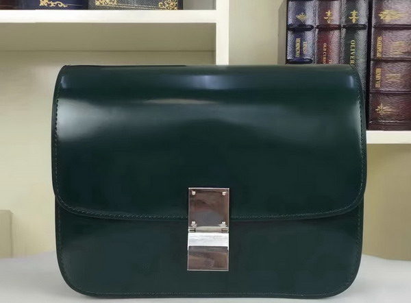 Celine Box in Green Smooth Calfskin with Silver Hardware For Sale