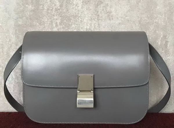 Celine Box in Grey Smooth Calfskin Silver Hardware For Sale