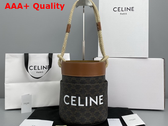 Celine Bucket Celine in Triomphe Canvas with Celine Print Tan Replica