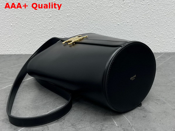 Celine Bucket Triomphe in Shiny Calfskin Black Replica