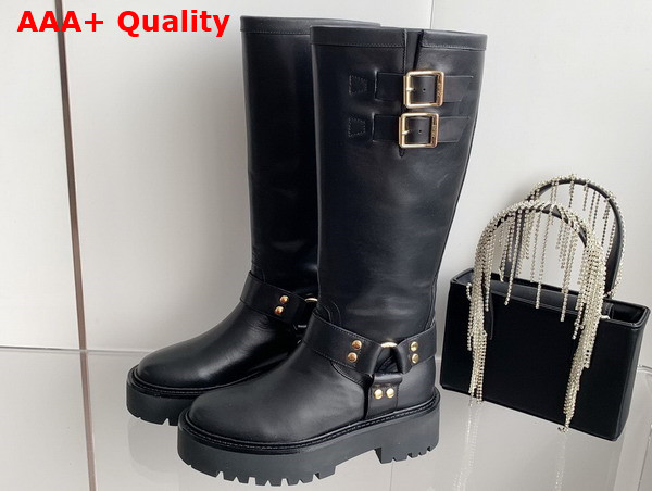 Celine Bulky Biker High Boot in Black Calfskin Replica