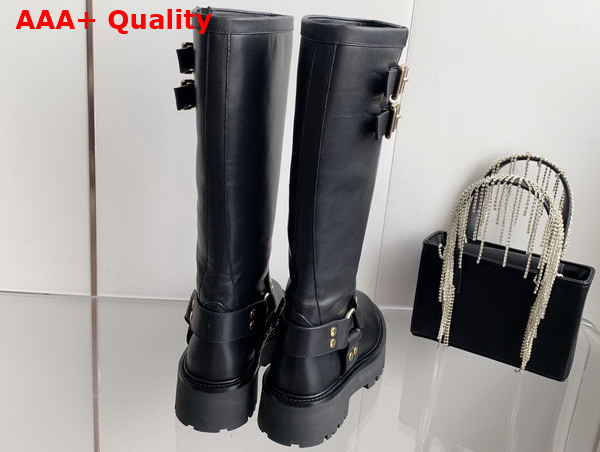 Celine Bulky Biker High Boot in Black Calfskin Replica