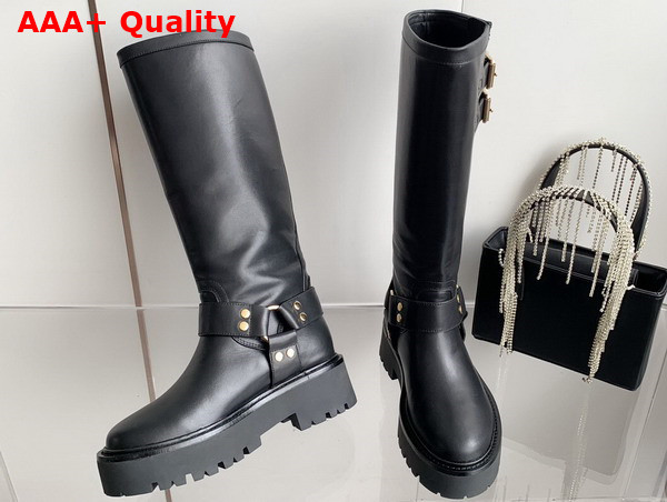 Celine Bulky Biker High Boot in Black Calfskin Replica