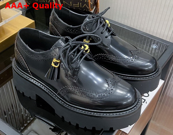 Celine Bulky Brogue Derby in Polished Bull Black Replica