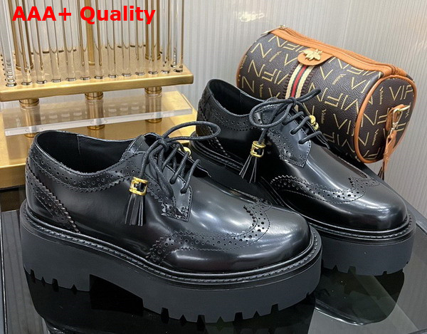 Celine Bulky Brogue Derby in Polished Bull Black Replica