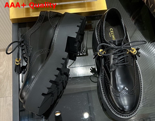 Celine Bulky Brogue Derby in Polished Bull Black Replica