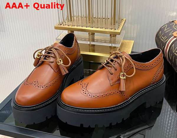 Celine Bulky Brogue Derby in Polished Bull Fox Red Replica