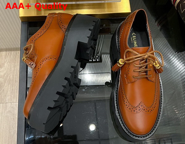 Celine Bulky Brogue Derby in Polished Bull Fox Red Replica