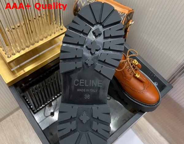 Celine Bulky Brogue Derby in Polished Bull Fox Red Replica