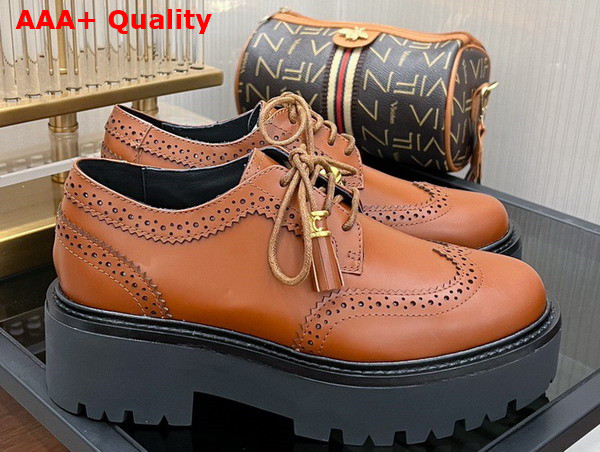 Celine Bulky Brogue Derby in Polished Bull Fox Red Replica