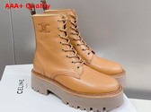 Celine Bulky Laced Up Boot in Tan Calfskin Replica