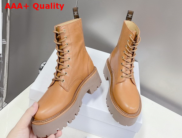 Celine Bulky Laced Up Boot in Tan Calfskin Replica