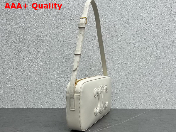 Celine Camera Shoulder Bag Cuir Triomphe in Smooth Calfskin White Replica