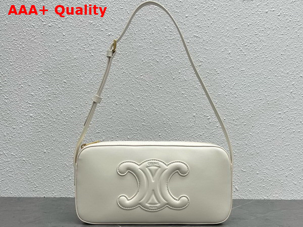 Celine Camera Shoulder Bag Cuir Triomphe in Smooth Calfskin White Replica