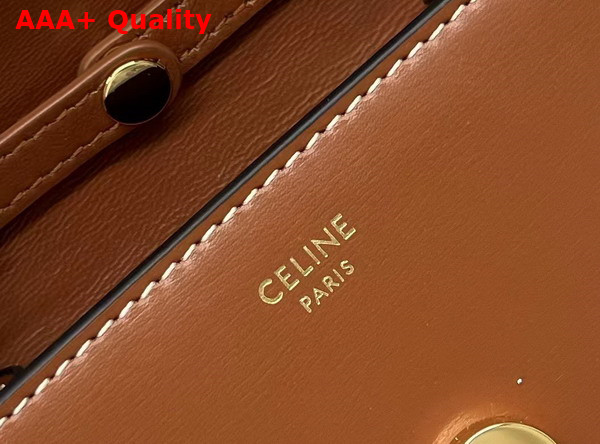 Celine Card Holder On Chain Triomphe in Shiny Calfskin Tan Replica