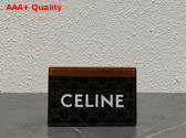 Celine Card Holder in Triomphe Canvas with Celine Print Tan Replica