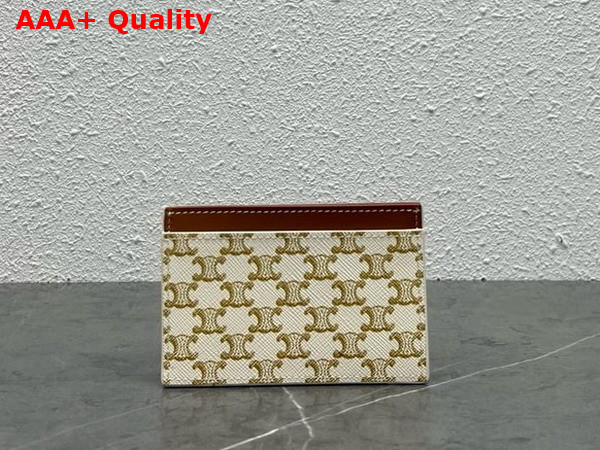 Celine Card Holder in Triomphe Canvas with Celine Print White and Tan Replica