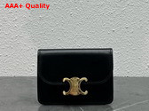 Celine Card Holder with Flap Triomphe in Shiny Calfskin Black Replica