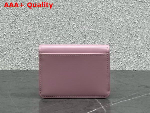 Celine Card Holder with Flap Triomphe in Shiny Calfskin Pastel Pink Replica