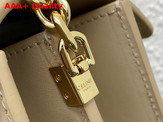 Celine Chain Bag 16 in Beige Satinated Calfskin Replica