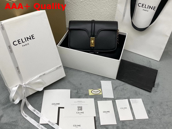 Celine Chain Bag 16 in Black Satinated Calfskin Replica