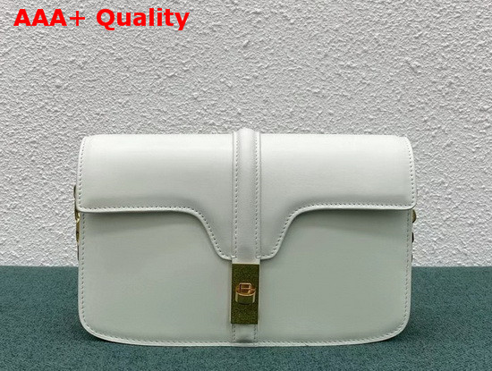 Celine Chain Bag 16 in White Satinated Calfskin Replica