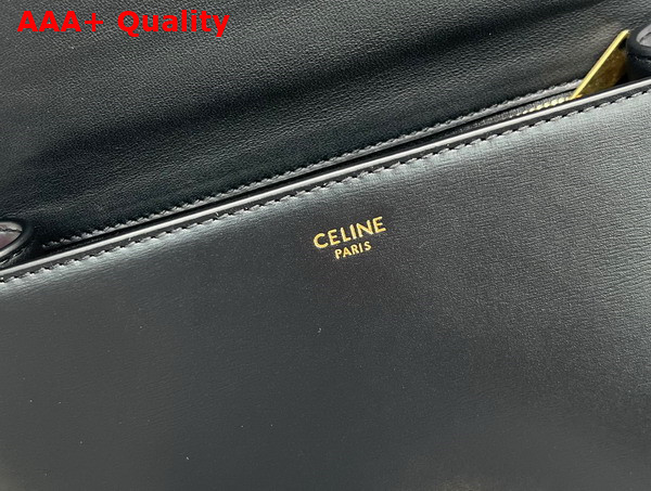 Celine Chain Besace Triomphe in Shiny Calfskin Black Replica