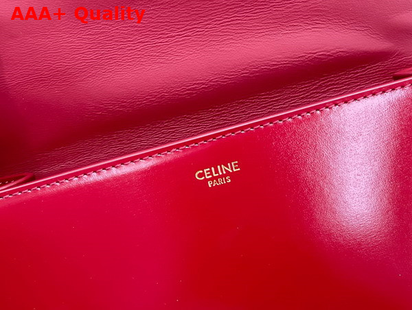 Celine Chain Besace Triomphe in Shiny Calfskin Carmin Replica