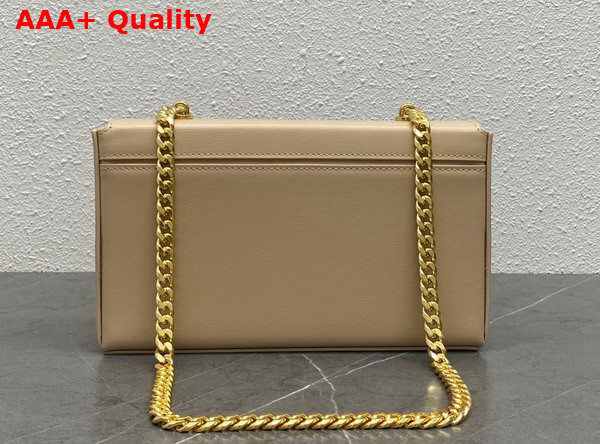 Celine Chain Box Triomphe Bag in Beige Shiny Calfskin Replica