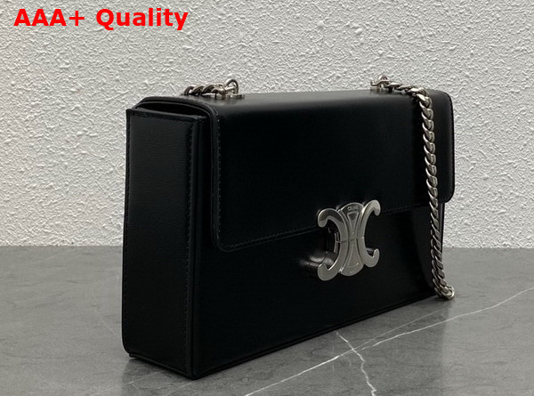 Celine Chain Box Triomphe Bag in Black Shiny Calfskin Replica