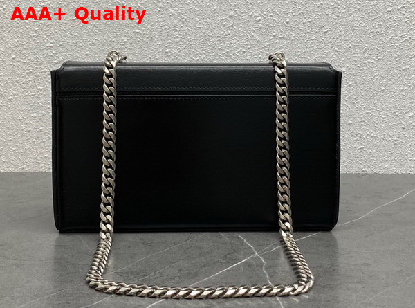 Celine Chain Box Triomphe Bag in Black Shiny Calfskin Replica