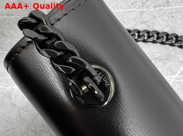 Celine Chain Shoulder Bag Cuir Triomphe in Black Shiny Calfskin Replica