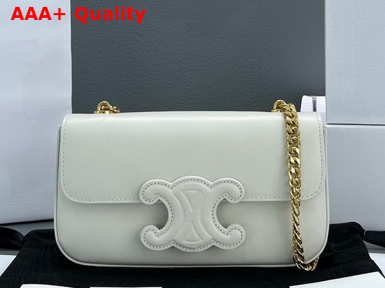 Celine Chain Shoulder Bag Cuir Triomphe in Shiny Calfskin White Replica