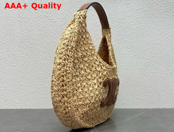 Celine Classic Panier Hobo Bag in Raffia and Calfskin Natural Tan Replica