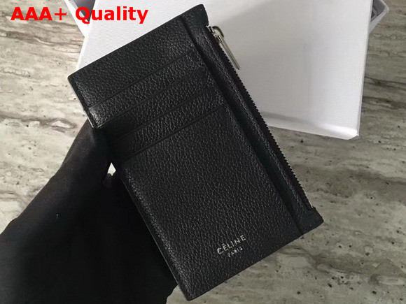 Celine Compact Card Holder in Drummed Calfskin Black Replica