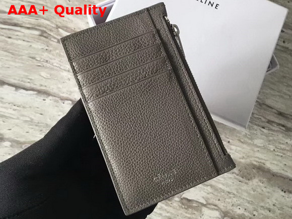 Celine Compact Card Holder in Drummed Calfskin Grey Replica