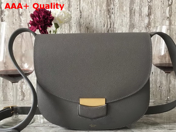 Celine Compact Trotteur Bag in Grey Grained Calfskin Replica