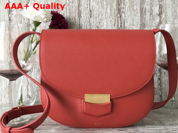 Celine Compact Trotteur Bag in Red Grained Calfskin Replica