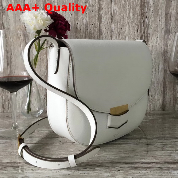 Celine Compact Trotteur Bag in White Grained Calfskin Replica