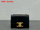 Celine Compact Wallet with Coin Triomphe in Shiny Calfskin Black Replica