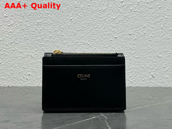 Celine Compact Wallet with Coin Triomphe in Shiny Calfskin Black Replica