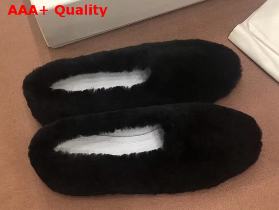 Celine Cosy Slipper Flat in Black Shearling Replica