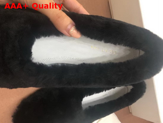 Celine Cosy Slipper Flat in Black Shearling Replica