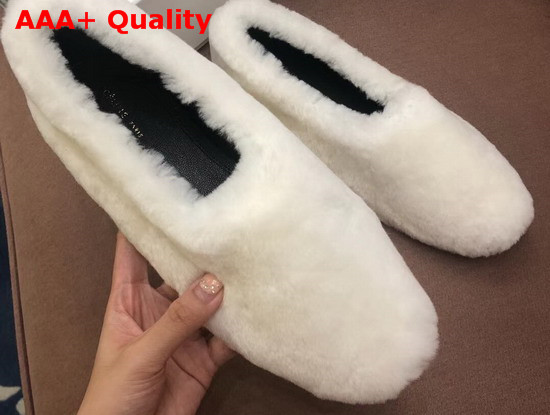 Celine Cosy Slipper Flat in White Shearling Replica