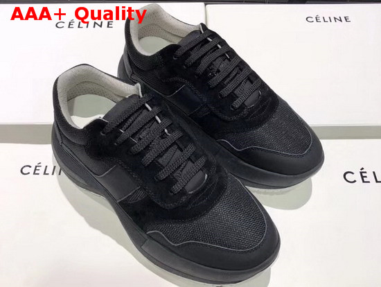 Celine Delivery Running Sneaker in Black Calfskin and Suede Calfskin and Technical Fabrics Replica