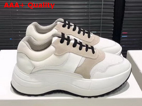 Celine Delivery Running Sneaker in Optic White Calfskin and Suede Calfskin and Technical Fabrics Replica