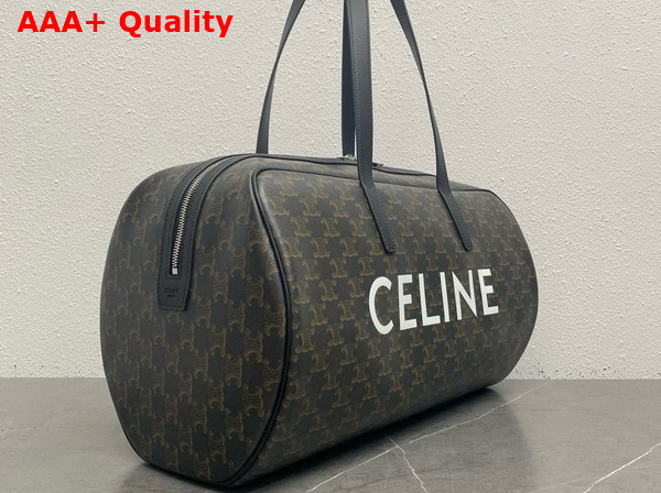 Celine Duffle Bag in Triomphe Canvas with Celine Print Black Replica