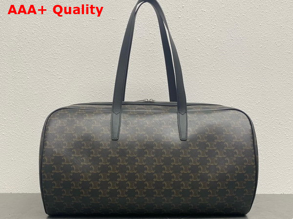 Celine Duffle Bag in Triomphe Canvas with Celine Print Black Replica