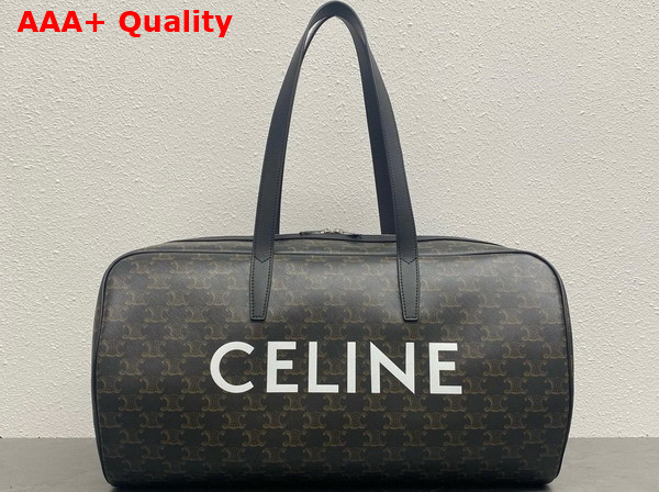 Celine Duffle Bag in Triomphe Canvas with Celine Print Black Replica